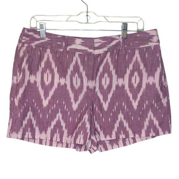 NWT LOFT 4" Short Purple White Cotton Pockets - SZ 8 - Picture 1 of 4